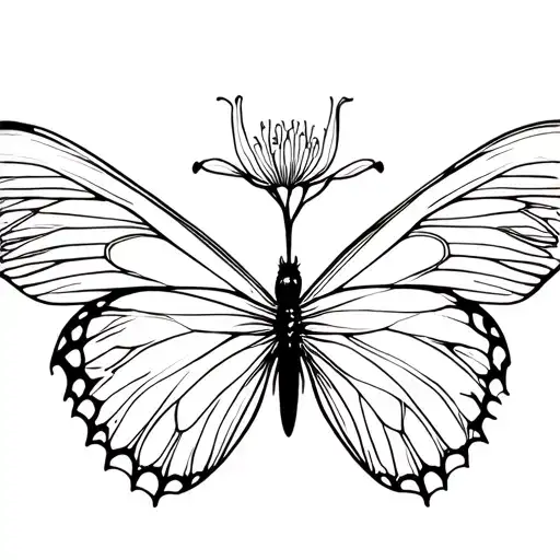 Butterfly Wing With Spider Lily