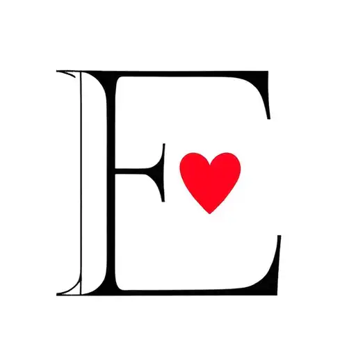 Letter E With A Heart And Aries Zodiac Sign