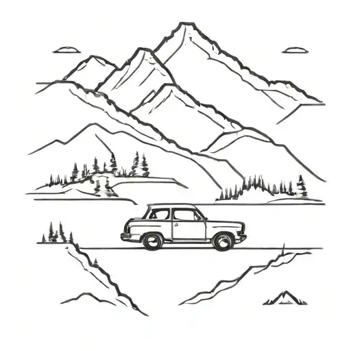 A Classic Car Driving Through A Mountain Range With A Jazz Band On Top