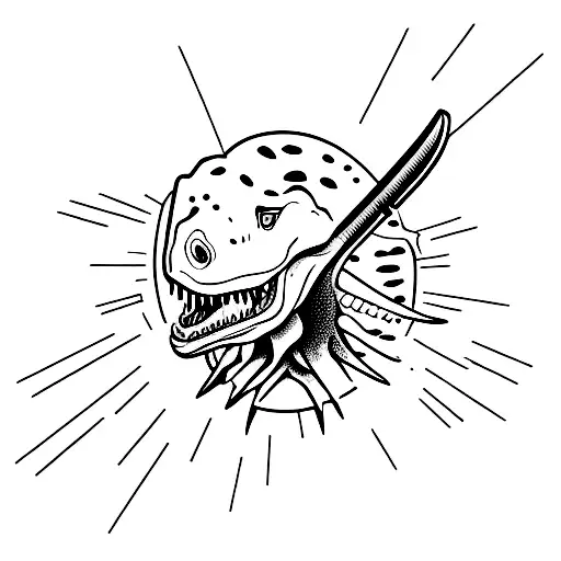 Dinosaur Holding A Knife