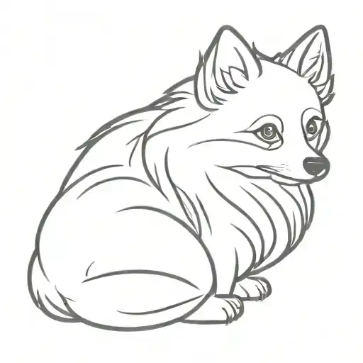 Cartoon Spitz Dog Laying