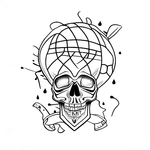 Skull Playing Basketball