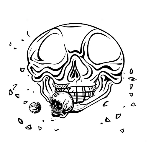 Skull Body Playing Basketball