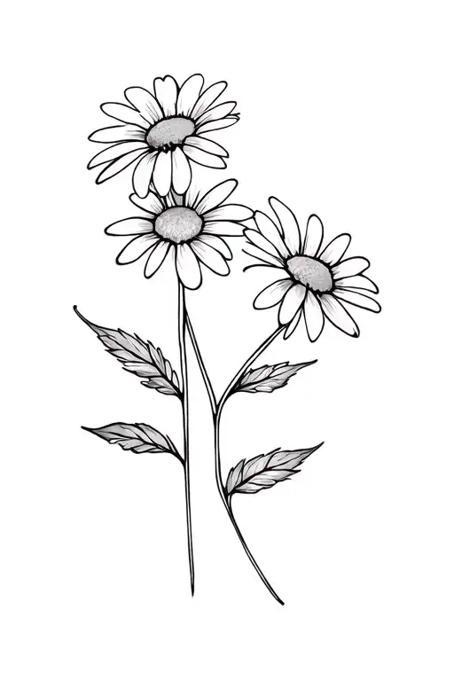 Daisy With Leaves And Flowers