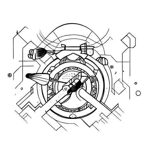 Minimalist Line Tattoo With Horizon And The Horizon Is Being Painted By Mininalist Brush