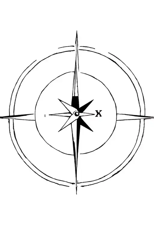 Airplane Flying East Over A Compass