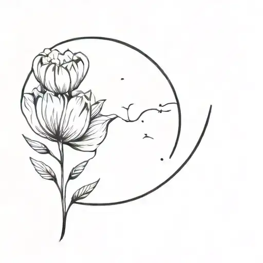 Half Moon Made Of A Single Flower With The Virgo Sign