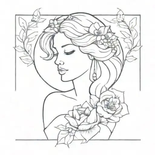 A Modern Interpretation Of Aphrodite With Floral Elements