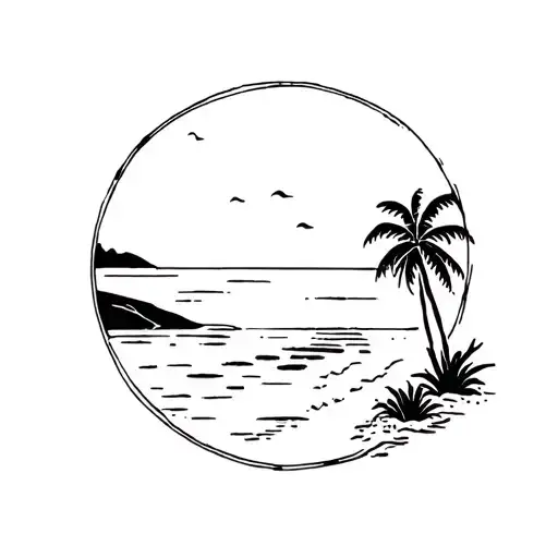 Small Tattoo Design Of Beach Scene