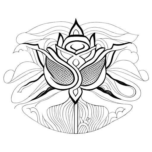 Unalome Symbol With Letters D And L And A Lotus Flower