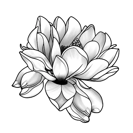 Magnolia Flower Fine Line