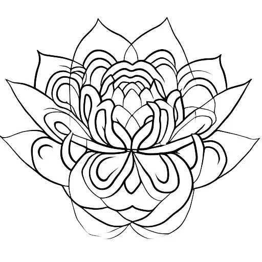 Lotus Flower With Unalome Featuring Letters L And D