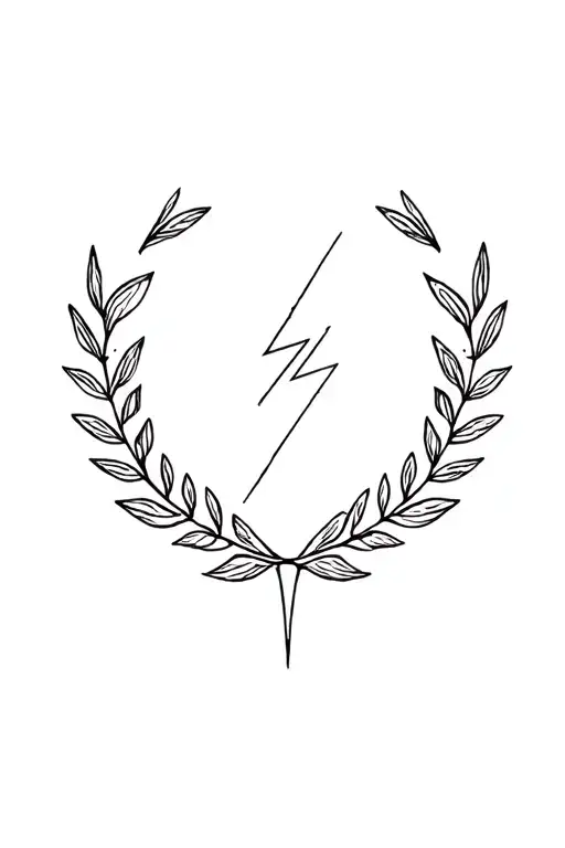 Laurel Leaf Wreath And Lightning Bolt Coming