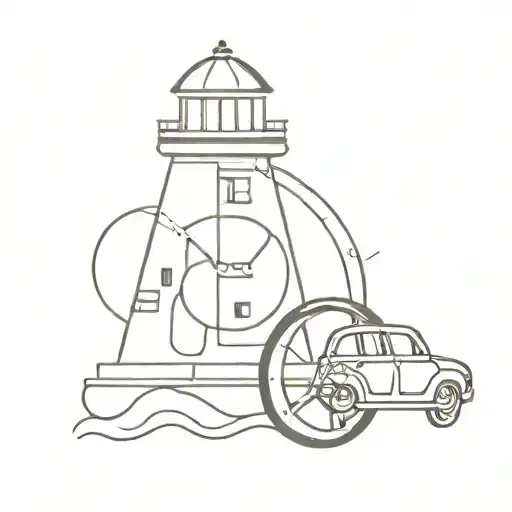 Lighthouse And Steering Wheel