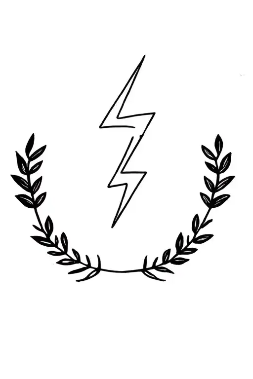 Laurel Leaf Wreath And Lightning Bolt Striking