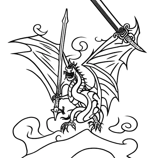 A Vertical Sword With A Dragon Wrapped Around It