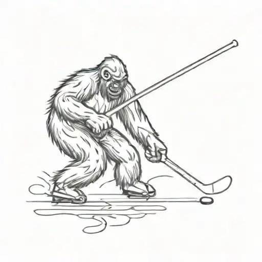 Bigfoot Playing Hockey