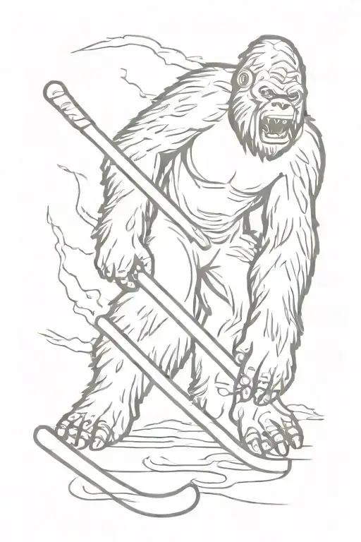 Bigfoot Playing Hockey