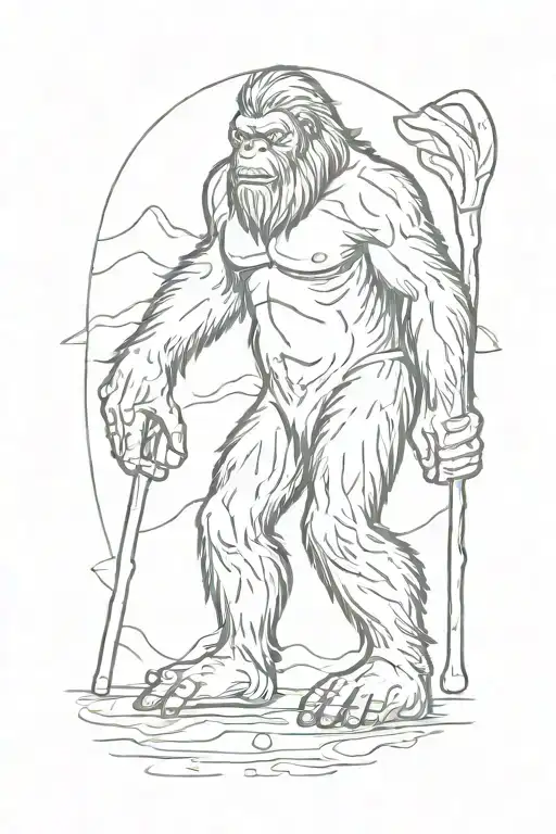 Bigfoot With Hockey Stick