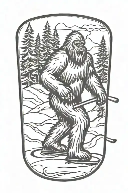 Bigfoot Playing Hockey