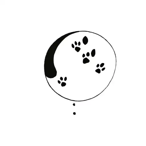 Cat Paw Prints And Moon