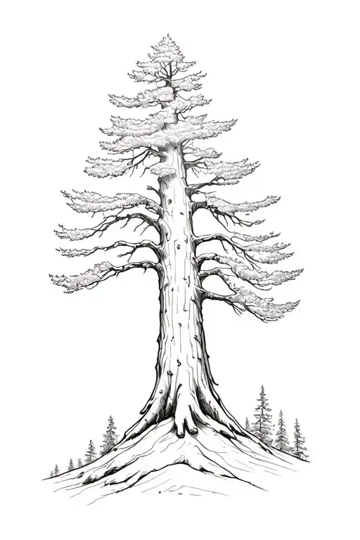 Giant Sequoia Tree With Half Dome