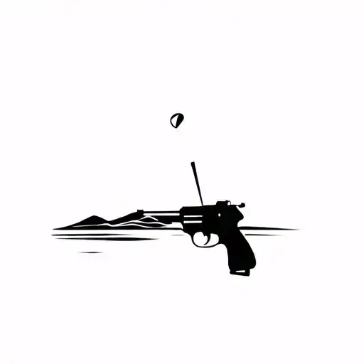 A Minimalist Outline Of A Golf Course With A Hidden Gun Silhouette Integrated Into The Landscape