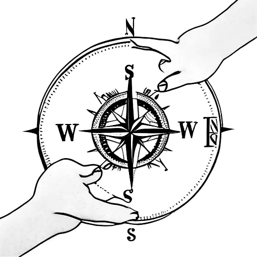 Hands Showing A Compass
