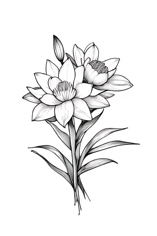 Narcissus And Water Lily Flower Bouquet