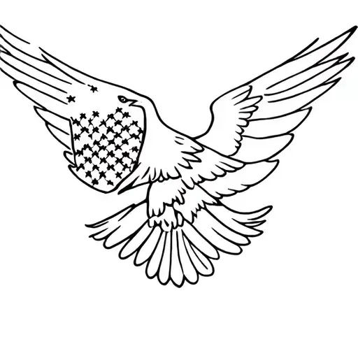 American Eagle American Flag Intertwined