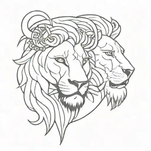 Two-faced God Janus Merging With A Lion Wearing