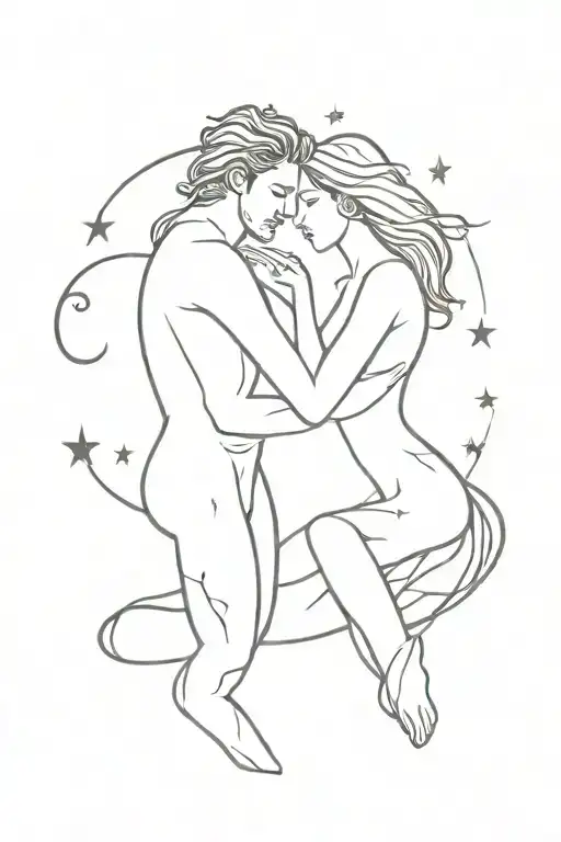 Virgo Woman And Aries Man Zodiac Sign Intertwined With Stars