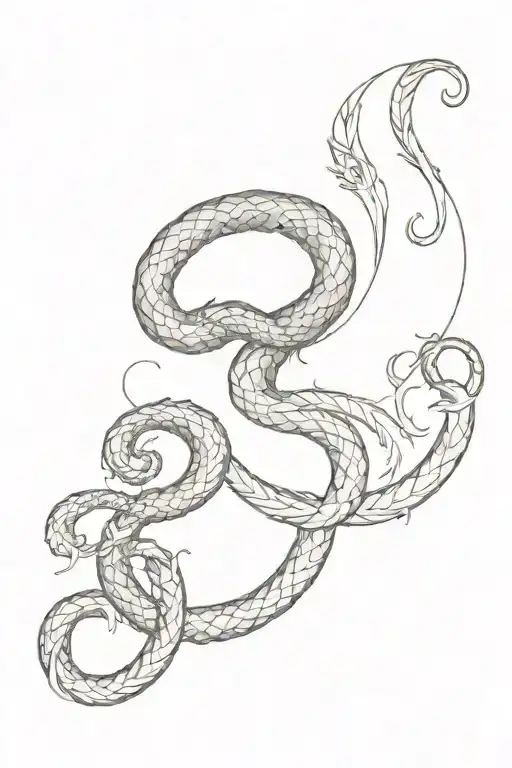 Medusas Snakes And Dragon Flys In The Shape Of A Semi Colon