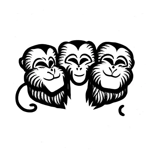 Three Monkeys Signifying Three Brothers One Line