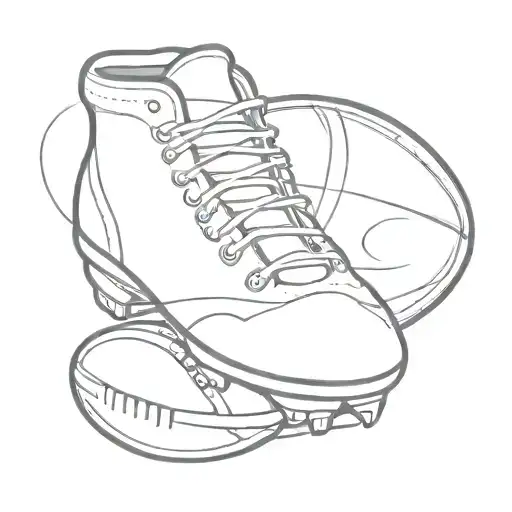 A Minimalist Design Of A Rugby Ball With Cowboy Boots On Either Side