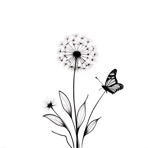 Dandelion With A Butterfly