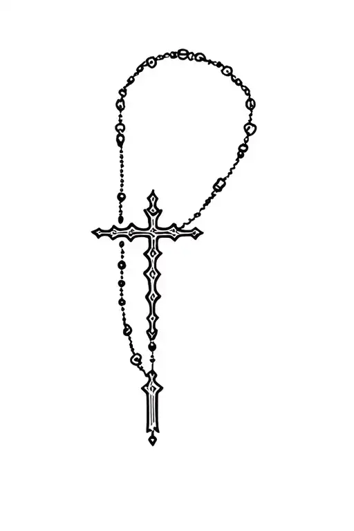 Cross With Rosary Beads
