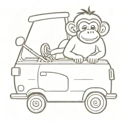 I Want You To Give Me A Very Simple And Small Tattoo Of A Monkey Driving A Car