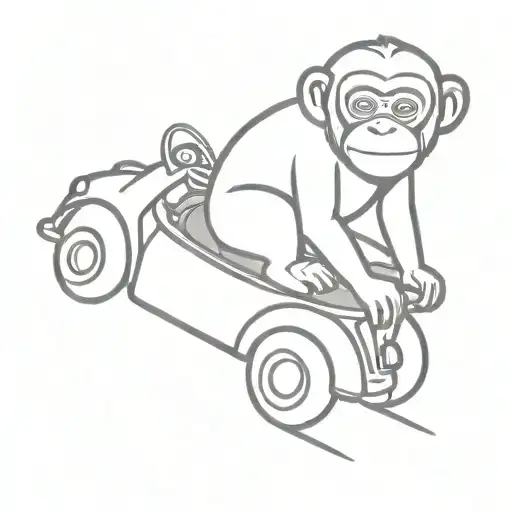 I Want You To Give Me A Very Simple And Small Tattoo Of A Monkey Driving A Car