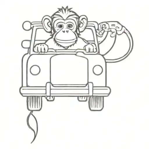 I Want You To Give Me A Very Simple And Small Tattoo Of A Monkey Driving A Car
