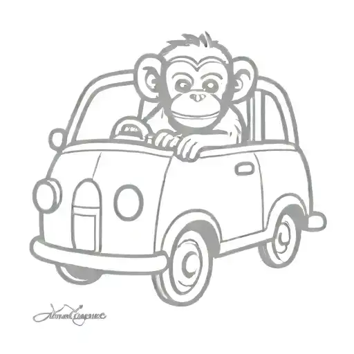 Monkey In A Car Like A Simple Draw For A Kid More Simple