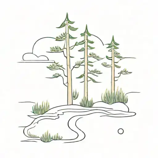 Continuous Line Pine Tree