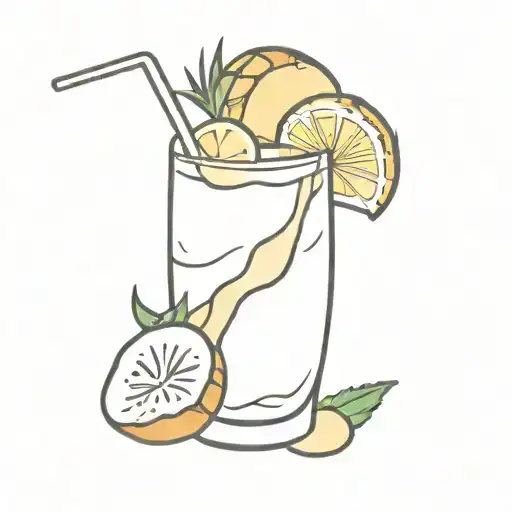 Minimalist Pina Colada Cocktail In Watercolor