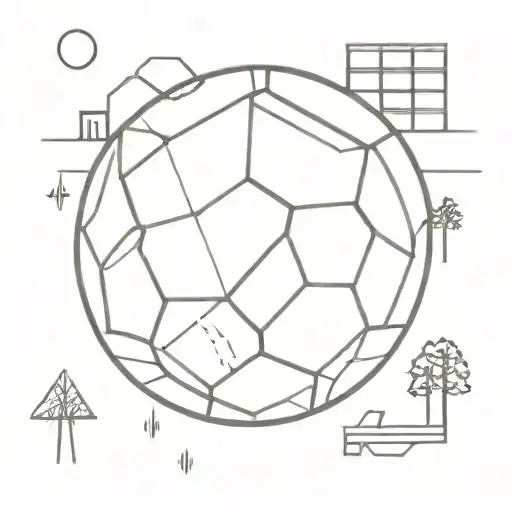 A Minimalist Geometric Design Of A Soccer Ball With A Hidden School Building Inside