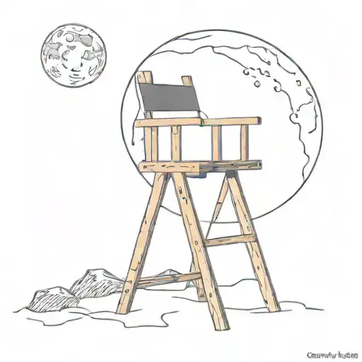 A Silhouette Of A Director's Chair On The Moon