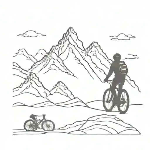 Silhouette Of A Cyclist Riding Through A Mountain Range With A Tent And Bike Packing Gear