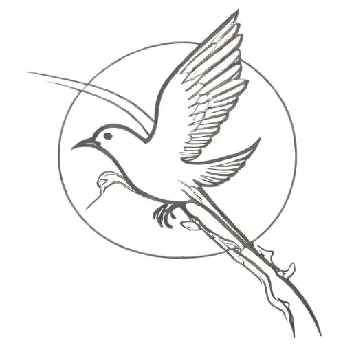 A Bird Flying With The Sun Above It