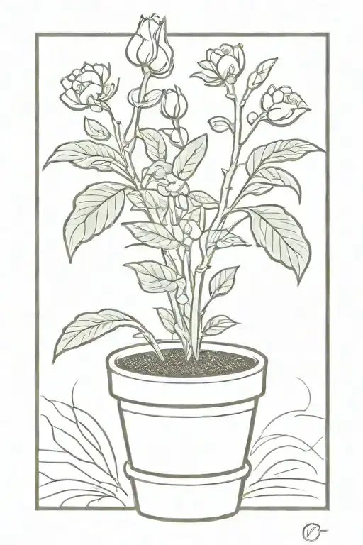 Bud Plant In Flower Pot Overflowing