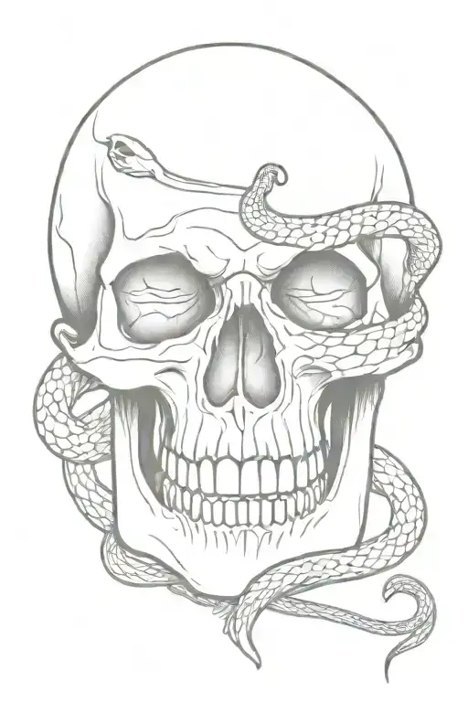 Skull With Snake And Skull