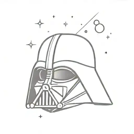 A Minimalist Silhouette Of Darth Vader's Helmet With A Galaxy Background